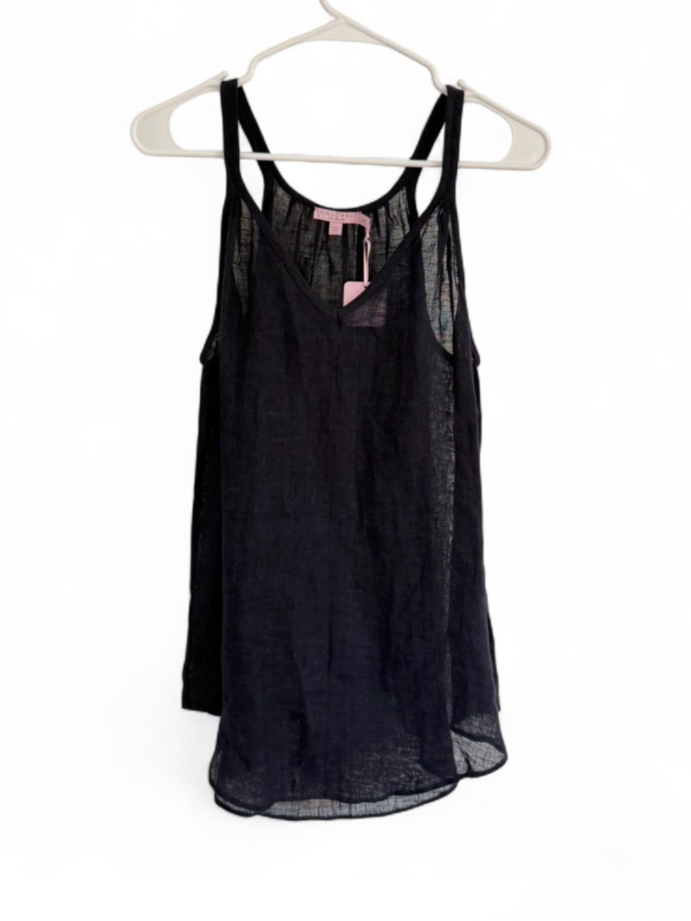 NWT Calypso St Barth 100% Linen Tank Top Womens XS Navy Asymmetrical Beach $129